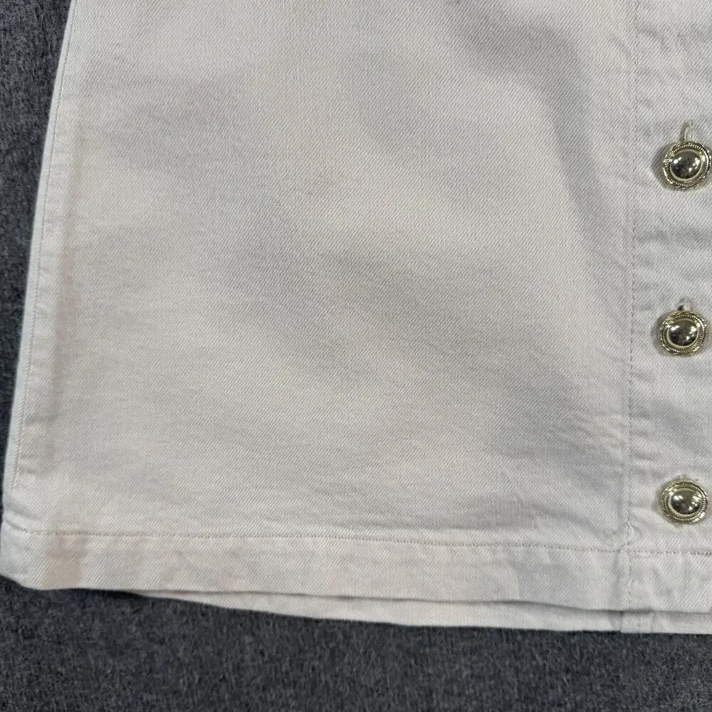 Reformation Denim Skirt Womens 4 White Button Front A-Line Mini High Rise
